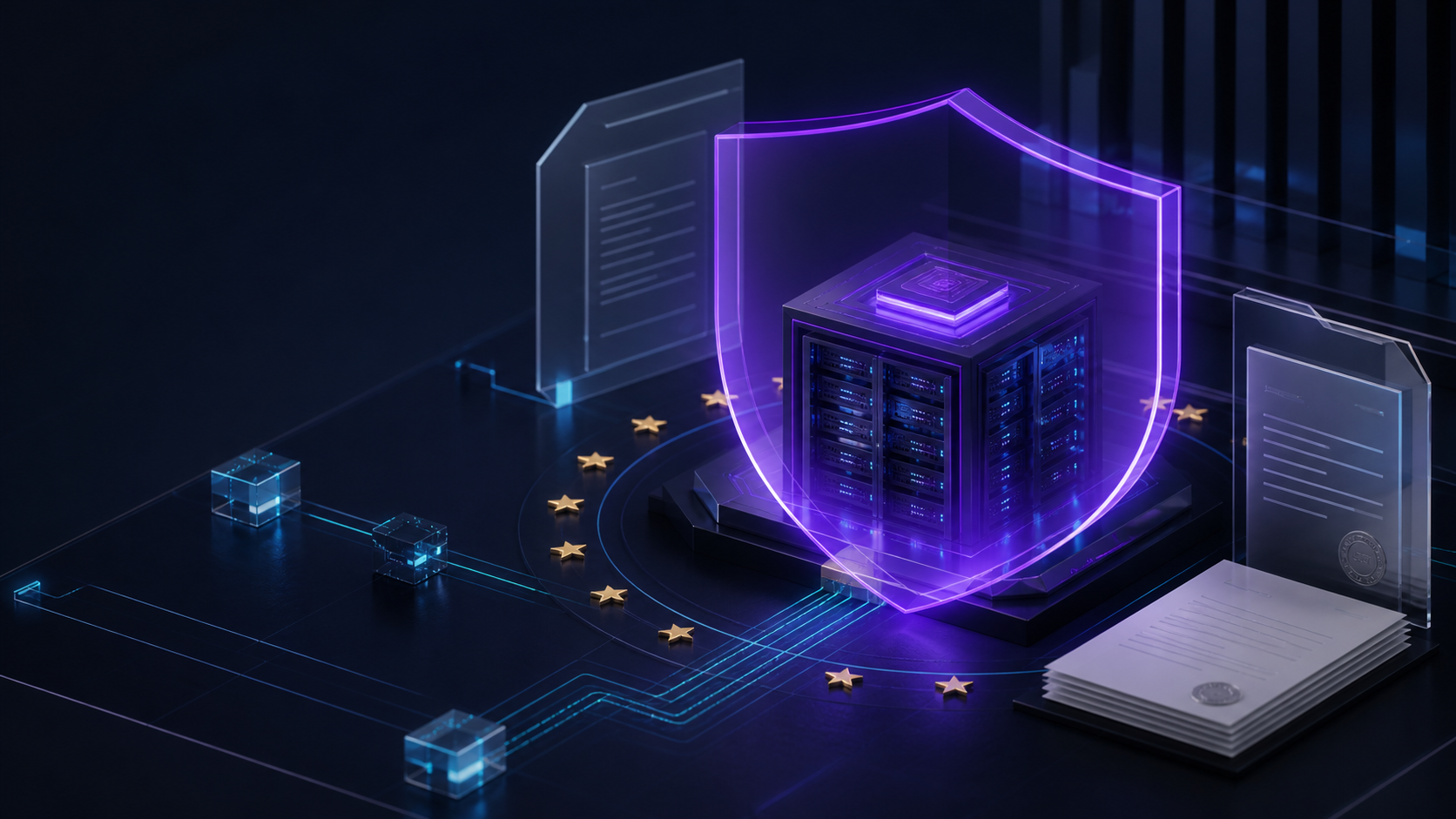 Infraestructura privada de IA protegida con documentos y elementos de protección de datos
